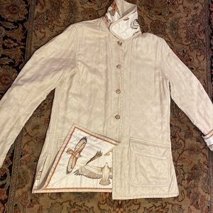 Wathne Quilted Silk Reversible Jacket 30” Long. Scarf Sold Separately 34” Square